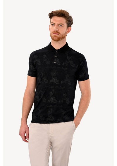 Erkek Siyah Gri T-shirt Polo Yaka Siyah - Gri