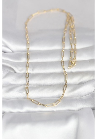 Cm 14k Gold Renk Ataç Zincirli Model 60 Cm Kadın Kolye Altın - Beyaz