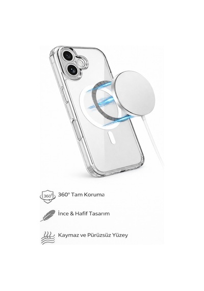 Apple iPhone 17 Uyumlu Kamera Korumalı Magsafe Wireless Şarj Özellikli Lüks Şeffaf Silikon Telefon Kılıfı Resimdeki