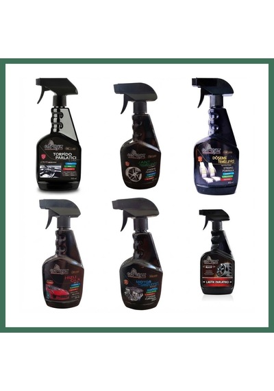 En-cag 6'lı Araç Bakım Seti Torpido Jant Döşeme Motor Lastik Parlatıcı Hızlı Cila Spreyi 500 Ml Bss