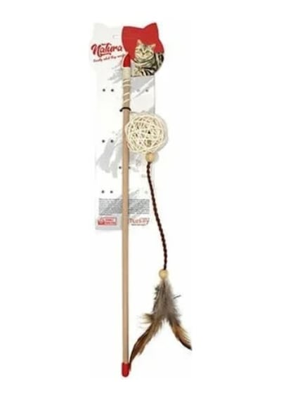 Natura Deri Tüylü 45 CM Bambu Top Kedi Oltası