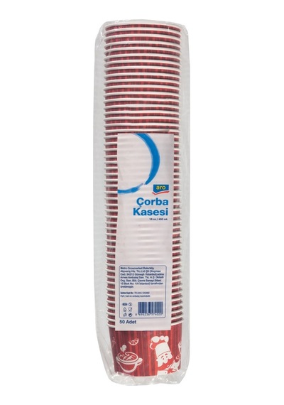 Aro Çorba Kasesi 50'li 16 Oz Karton Desenli Kullan At - 5 Adet Tarı gümüş