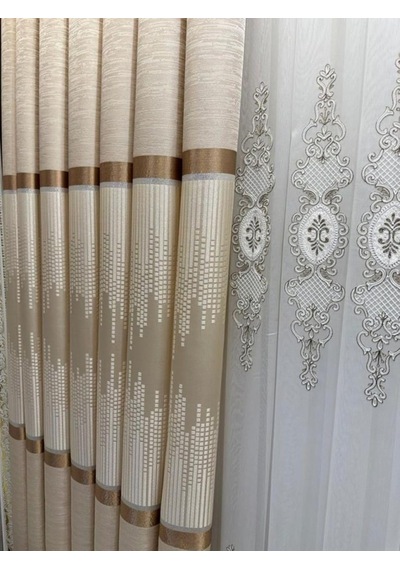 Lexroo Amasra Ft614164 V-101 Krem 1/3 Sık Pileli Fon Perde Apm