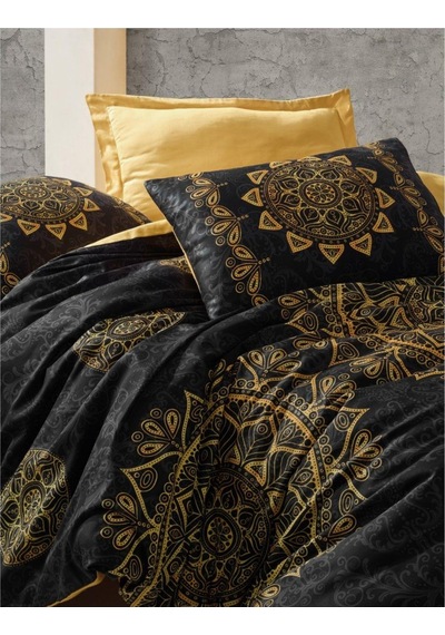 Cotton Box Saten Line Çift Kişilik Nevresim Takımı Alvina Gold Sarı