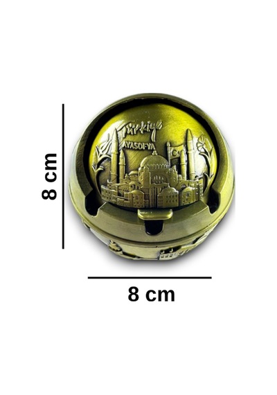 İstanbul Temalı Kapaklı Kokusuz Metal Küllük 8x8 Cm Ayasofya Rölyefli Bakır/gold/gümüş 732514648