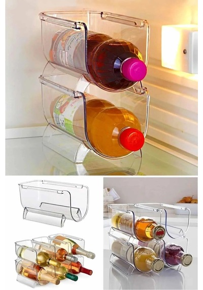 1 Adet Dolap Içi Şişe Organizer Üst Üste Istiflenebilir Buzdolabı Şişe Düzenleyici Plastik 25 X 10 T Diğer
