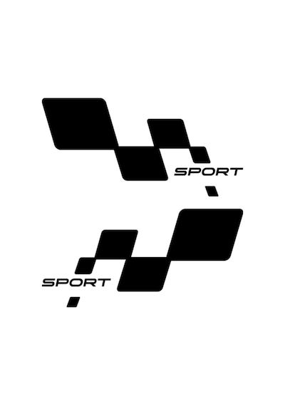Sport Damalı Yazı Araba Oto Sticker Sağ Ve Sol Takım Siyah 14X6.5