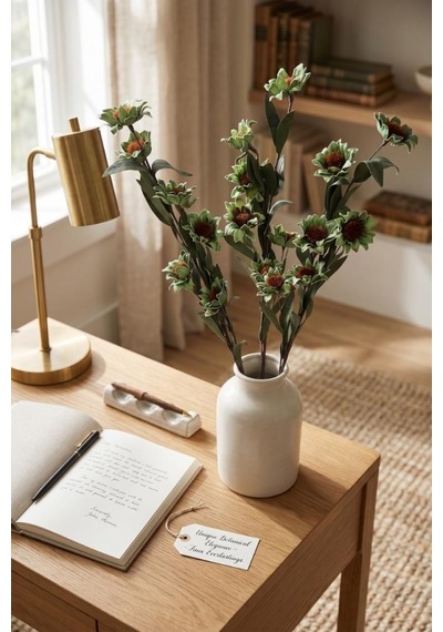 Yapay Çiçek Lateks Papatya Dalı 6 Çiçekli 60 Cm Gerçek Dokulu Dekoratif Çiçek Lila