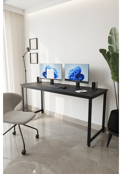 Siyah Çalışma Masası 160x60, Bilgisayar Masası, Ofis Masası, Metal Ayaklı Siyah Siyah Çalışma Masası 160x60, Bilgisayar Masası, Ofis Masası, Metal Ayaklı Siyah