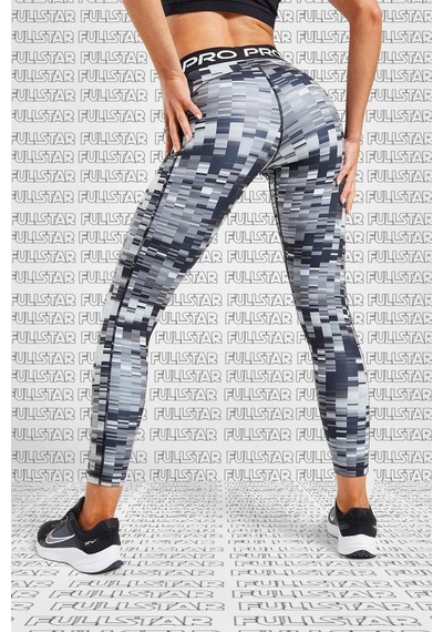 Nike Pro Dri Fit Printed 7/8 Training Leggings Baskılı Toparlayıcı Kadın Tayt Siyah