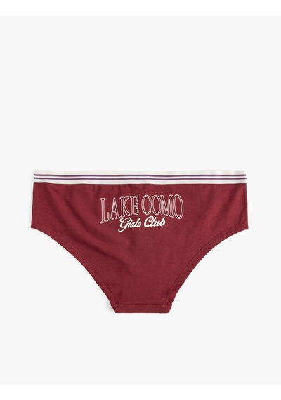 Koton Yüksek Bel Hipster Külot Pamuklu Renk Kontrastlı Bordo 5wlk30074mk Bordo