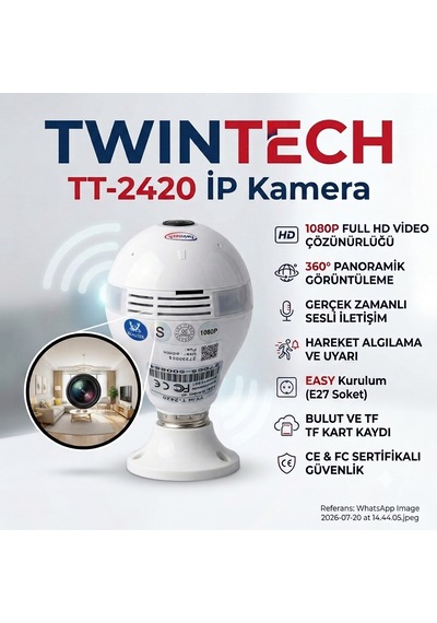 Twintech Tt-2420 Hd Ip Güvenlik Kamerası - Gece Görüşlü Ve Kablosuz Bağlantılı