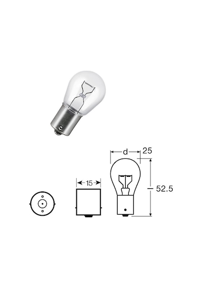 (10 ADET) Philips 12v P21W Sinyal Ampulü (93) 12498 CP Standart