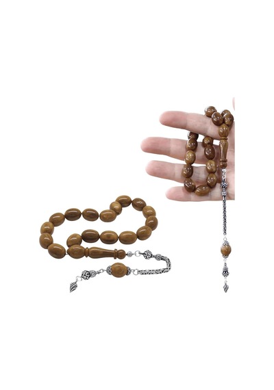 925 Ayar Gümüş Ayyıldız Püsküllü Arpa Kesim Kuka Efe Tesbihi