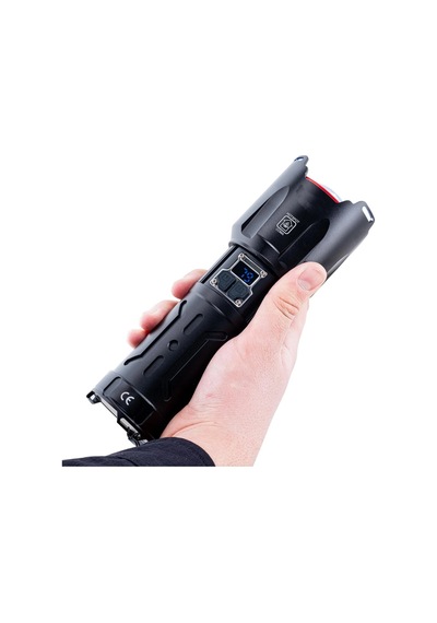 3000 Lümen Şarjlı Projektör El Feneri 30w Zoomlu Çok Güçlü Aydınlatma 6000 Mah Powerbank Özellikli Özel Kutulu-6000 Siyah