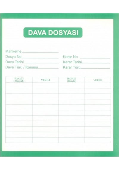 İmalat Adliye Dosyası 100lük Paket Kaliteli Yeşil Beyaz