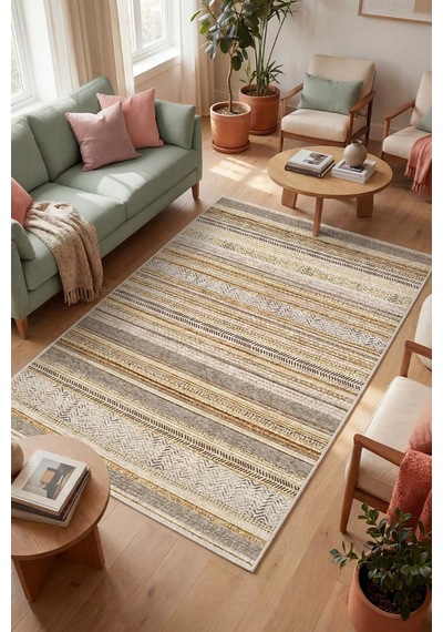 Alexis Kadife Kilim Desen Kaymaz Pamuk Tabanlı Yıkanabilir Antibakteriyel Salon Halısı 80x150 Sku: Zeusb0f356nqh7 0