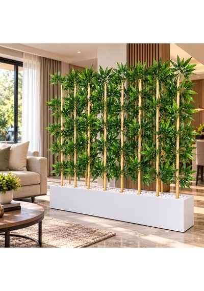 100 Cm Mdf Saksıda 10 Adet 150 Cm Bambu Separatör Beyaz Saksı