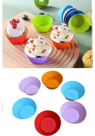 6 Adet Yıkanabilir Mini Tırtıklı Muffin Kalıbı- Ribanalı Kek-cupcake- Renkli Hamur Işi Kabı Diğer