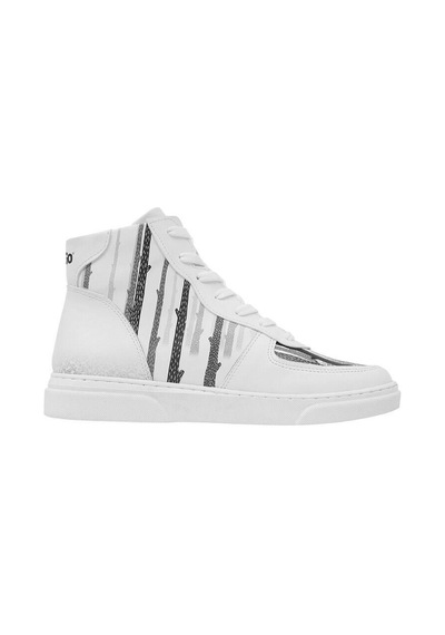 Kadın Vegan Deri Beyaz High Sneakers - You're The Colour Of My Life Tasarım Çok Renkli