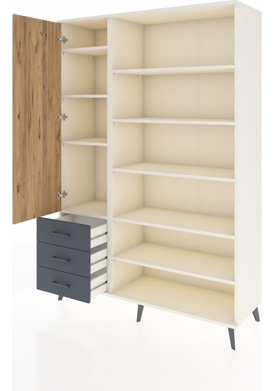 Hyperion Dolap 9 Raflı 3 Çekmeceli 3 Kapaklı 132x44x195 Aytaşı-çam/antrasit Atlas Çam/antrasıt