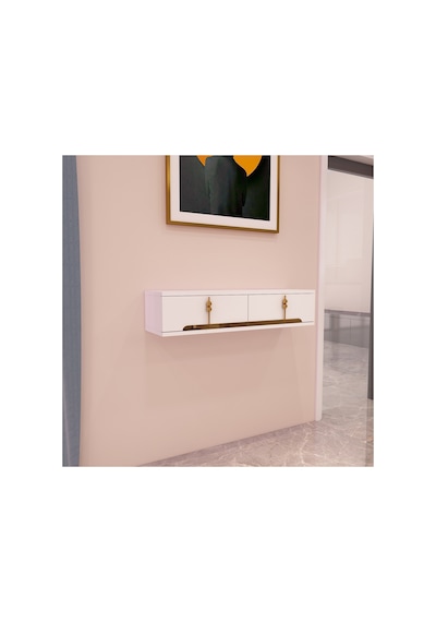 Roza 90 Cm Kapaklı, Raflı ,duvara Monte Dresuar Makyaj Masası Beyaz-altın Beyaz-altın Roza 90 Cm Kapaklı, Raflı ,duvara Monte Dresuar Makyaj Masası Beyaz-altın Beyaz-altın