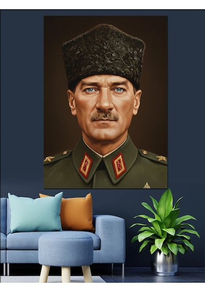 Ahşap Tablo Osmanlı Subayı Atatürk Askeri Portre Dekoratif Tablolar