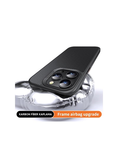 Bikapak Magcarbon Apple Uyumlu iPhone 16 Siyah Kapak