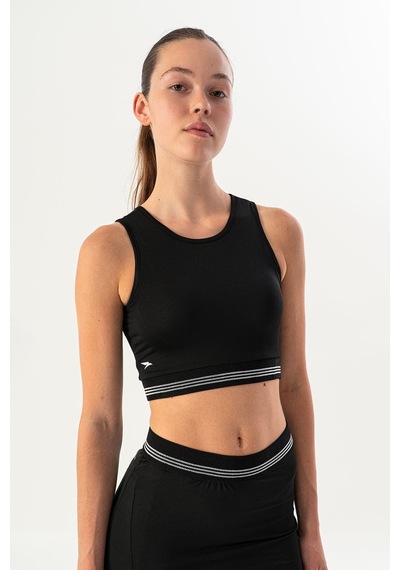 Maraton Slimfit Kadın Bisiklet Yaka Siyah- Bra Siyah-