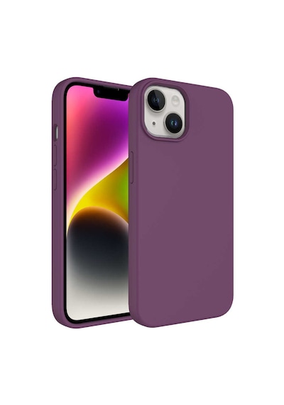 Apple Uyumlu iPhone 14 Plus Uyumlu Sıvı Teknolojili Silinebilir Sert Zore Kivi Kapak-mor -