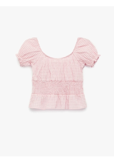 Koton Fiyonklu Pötikare Desenli Pembe Kız Çocuk Bluz 6skg60103aw Pembe
