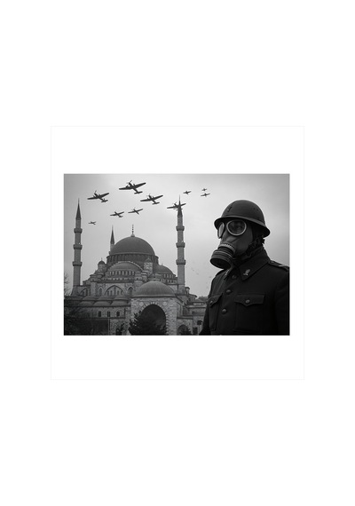 Camii Ve Uçak Silueti Tasarım Ahşap Tablo