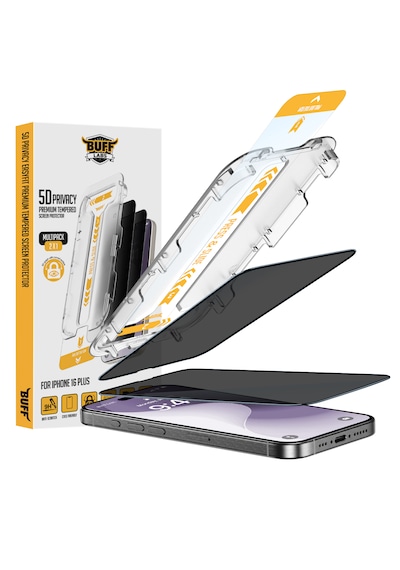 Buff Apple Uyumlu   iPhone 16 Plus 5d Privacy Easyfit 2 Adet Ekran Koruyucu
