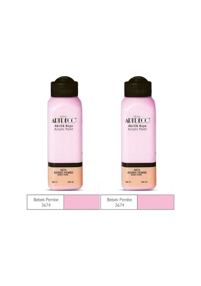 2 Li Akrilik Boya 140 Ml Renk Seçmeli Canlı Ve Pastel 3674 - Bebek Pembe
