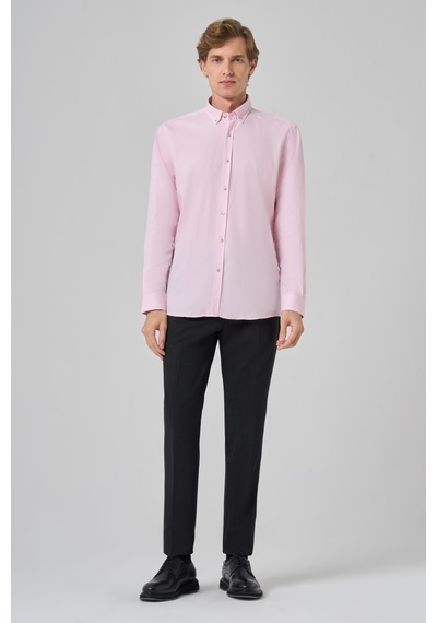 Morven Erkek Pembe Pamuk Regular Fit Düğmeli Yaka Gömlek 26ms004002150 Pembe