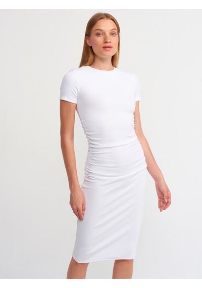 Dilvin 90327 Fitilli Midi Boy Elbise