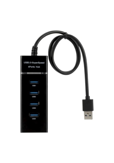 Siyah Usb Çoklayıcı 4 Port 3.0 30cm , Siyah 4 Girişli Port Hu