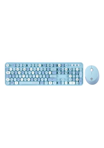 Everest Round Km-6282 Renkli Tuşlu Mavi Kablosuz Q Multimedia Klavye + Mouse Set Optik