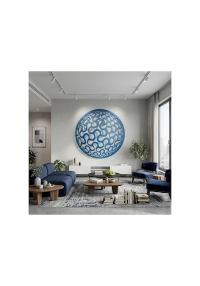 Abstract Daire Metal Duvar Tablosu - Metal Duvar Sanatı - Mor - 75 X 75 Cm