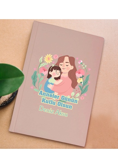 Bk Gift Kişiye Özel İsimli Dtf Anneler Günü Tasarımlı Pembe Sert Kapaklı Defter-4, Anneye Hediye Kobitmeyencom30650 Bk Gift