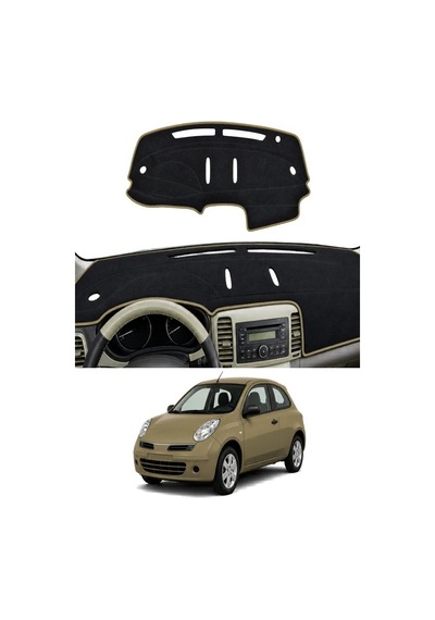 Nissan - Micra-march K12 2003-2010 Uyumlu Torpido Koruma Kılıfı - Taba Şeritli