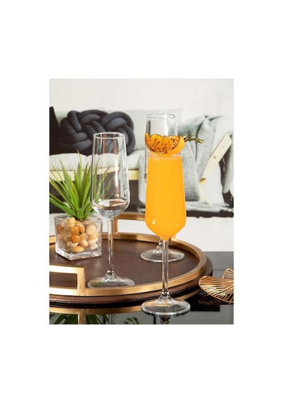 Allegra Glass Champagne Stemware 6 Pcsset Beyaz
