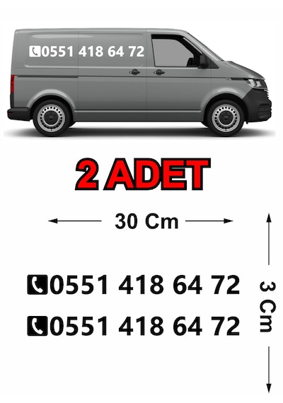 Kişiye Özel Telefon Numarası Sticker - Araba Oto Motosiklet Karavan Cam Araç Sticker - 00143 30X3 Cm