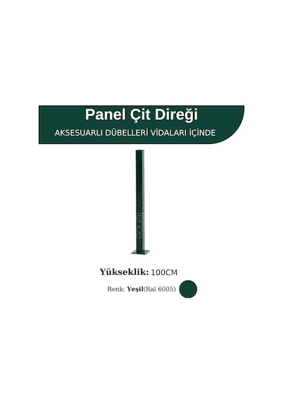 Profil Direk 100 Cm - Çim Çit Direği Panel Çit Direği