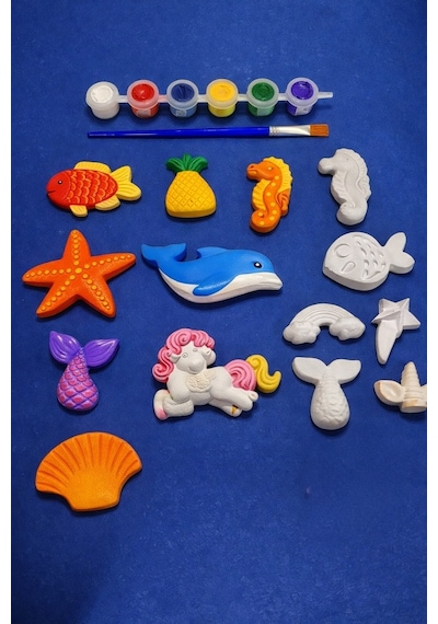13 Adet Deniz Temalı Ve Unicorn Büyük Boy Taş Boyama Seti Anne, Çocuk, Yetişkin Etkinlik, Workshop