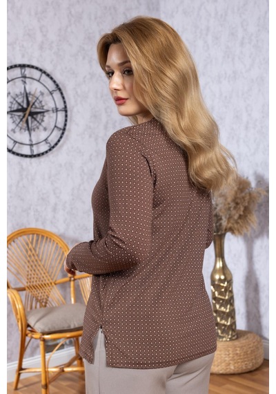 Mutlu City Kadın Yeni Model Yüksek Kalite Yuvarlak Yaka Patlı Orta Yaş Anne Penye Bluz 6575 Kahve Rengi Mutlu City Kadın Yeni Model Yüksek Kalite Yuvarlak Yaka Patlı Orta Yaş Anne Penye Bluz 6575 Kahve Rengi