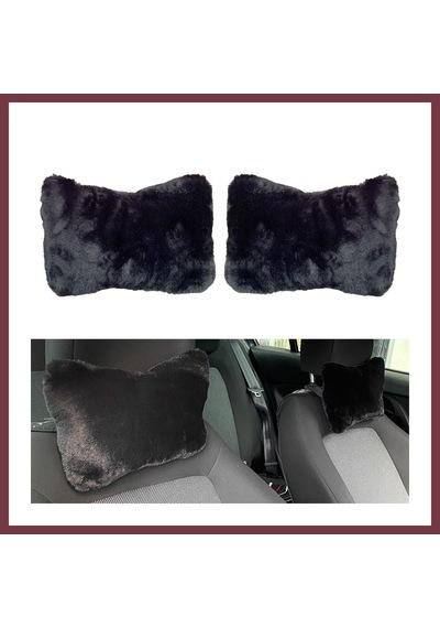 Storeşahin Yumuşak Peluşlu Ortopedik Araba Seyahat Boyun Yastığı 2'li Siyah Shn0720