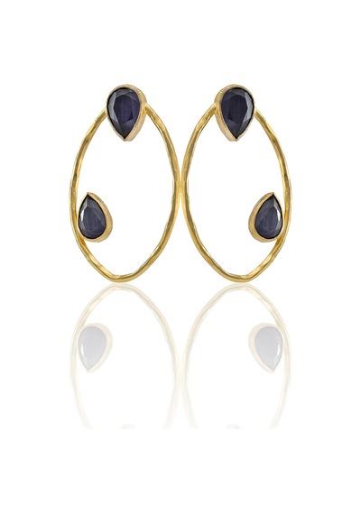 Kadir Jewellery 22 Ayar Altın Kaplama Geometrik Küpe -el İşçiliği Ve Hipoalerjenik Küpe Mor