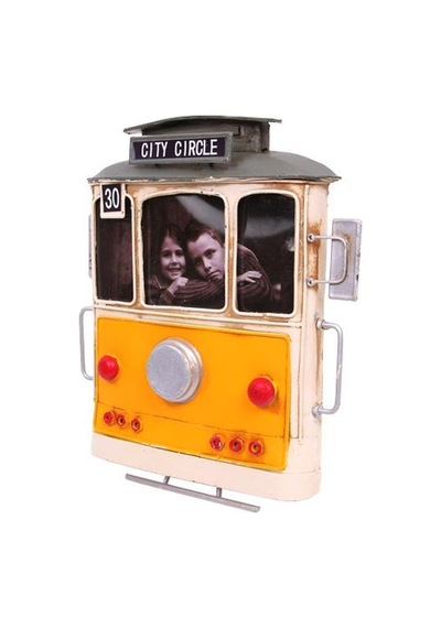 Kenpazar Dekoratif Metal Çerçeve Tramvay Temalı Vintage Hediyelik