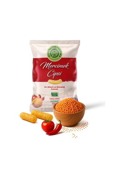 Glütensiz Fabrika Vegan Acı Biberli Ve Domates Aromalı Mercimek Cipsi 60 G 3 Adet
